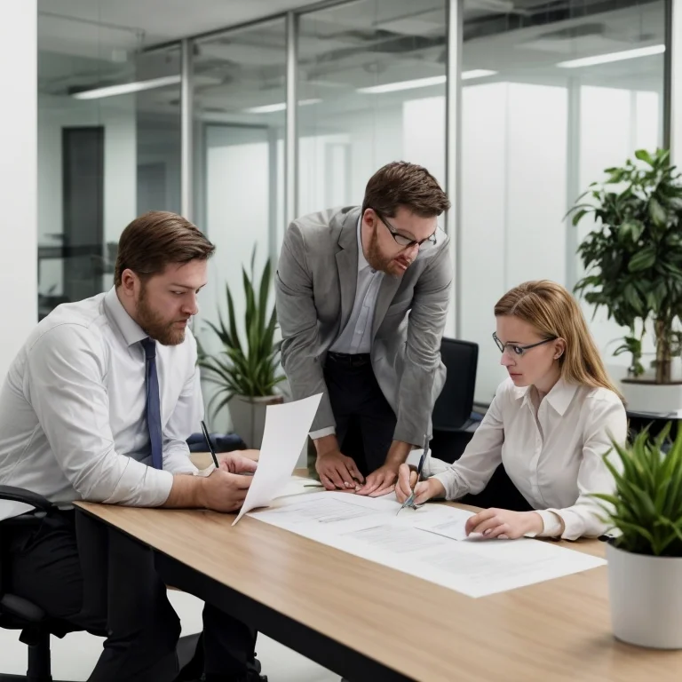 Compliance team reviewing policy document